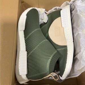 Adidas NMD Olive and Tan Slip-On Sneakers